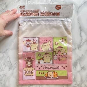 Sanrio Pompompurin peach drawstring pouch
